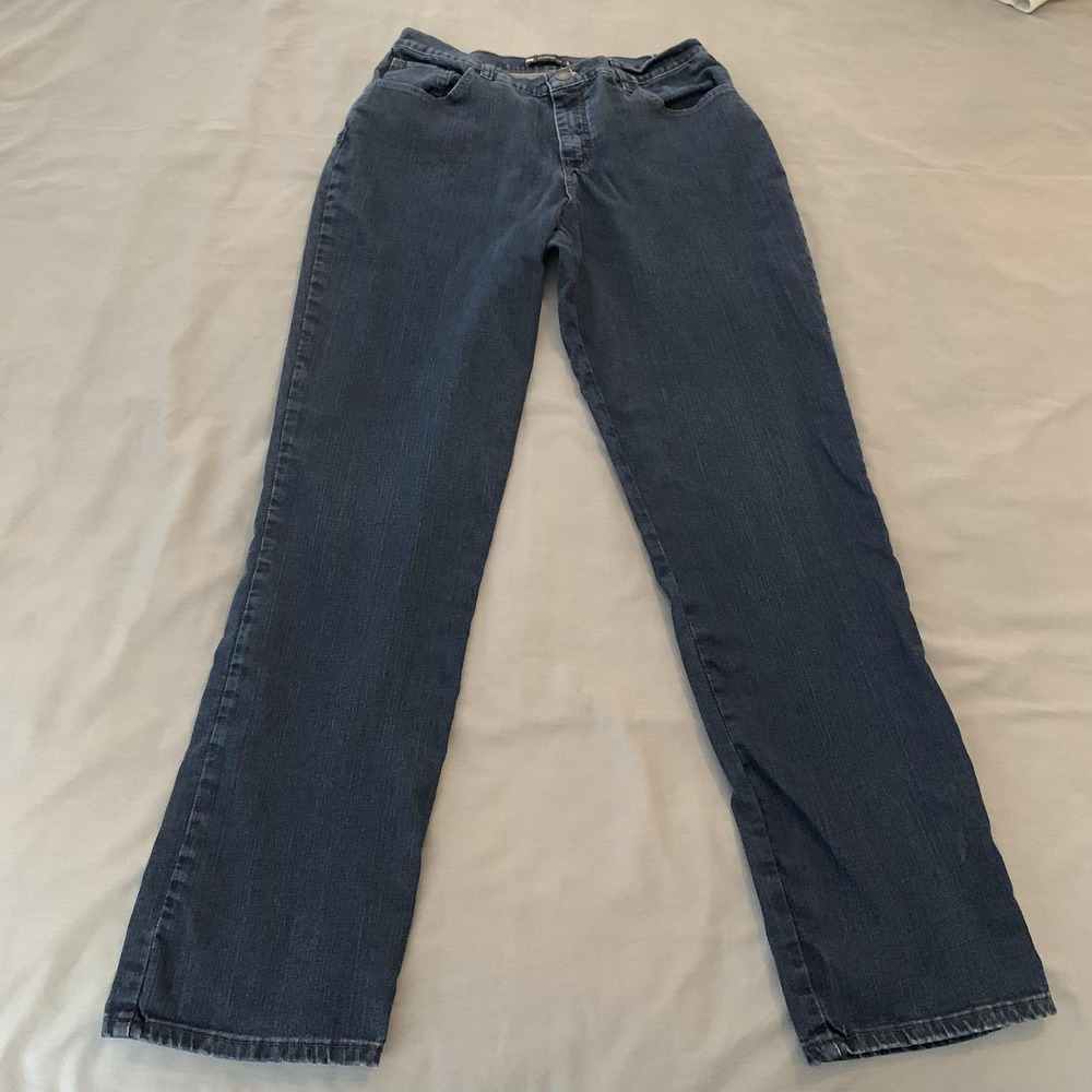 Lee Classic Fit Straight Jeans Womens 10 Long Med. Blue High Rise Stretch Rodeo